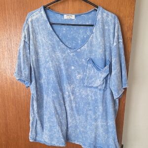 Zenana Outfitters Light Blue V-Neck Tee